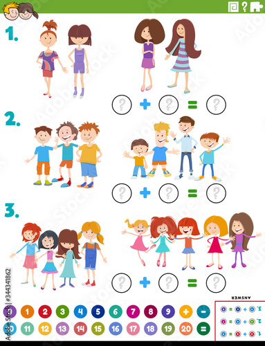 maths addition educational task with children