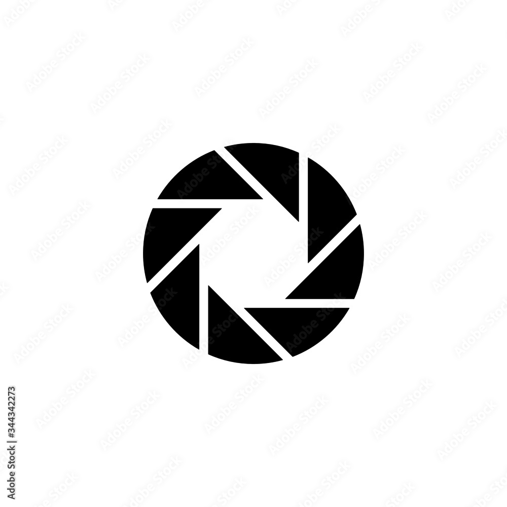 Camera shutter icon in black solid flat design icon isolated on white background Camera shutter icon in black solid flat design icon isolated on white background