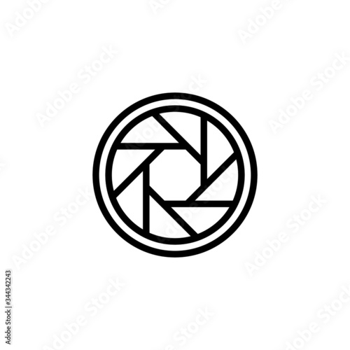 Camera shutter icon in linear, outline icon isolated on white background