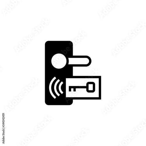 Key card icon in black solid flat design icon isolated on white background