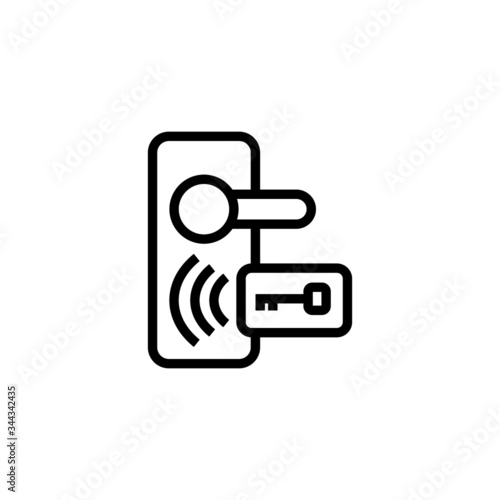 Key card icon in linear, outline icon isolated on white background