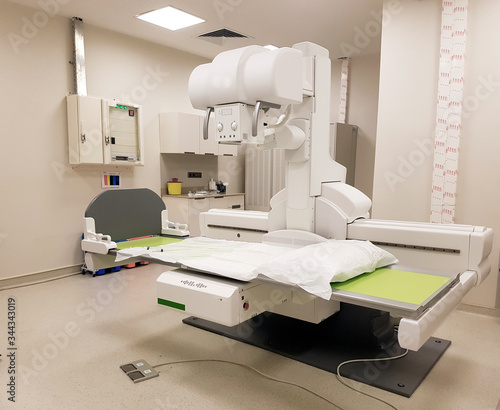 Fluoroscopy device. X-ray shoot of hospital urinary tract. Medical device.
