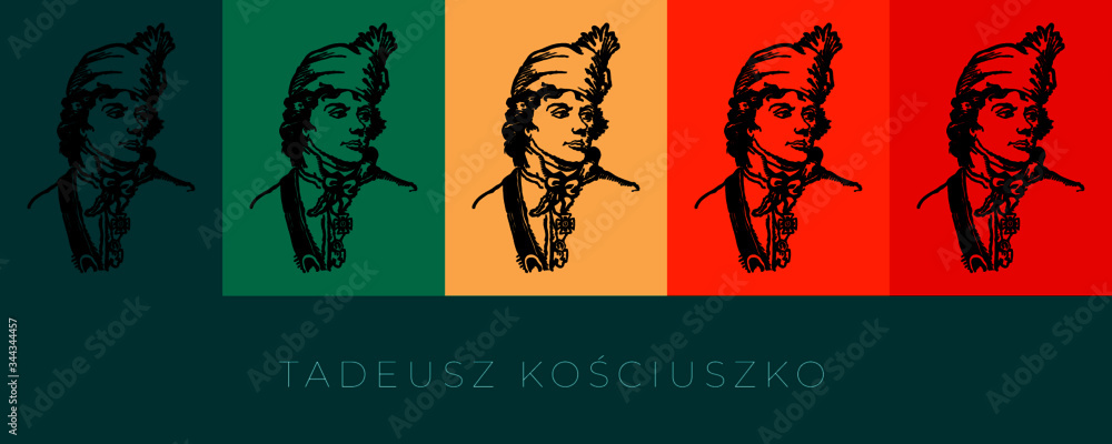 Tadeusz Kościuszko - polska ikona, polska twarz, patriotyzm, Polska.  - obrazy, fototapety, plakaty 