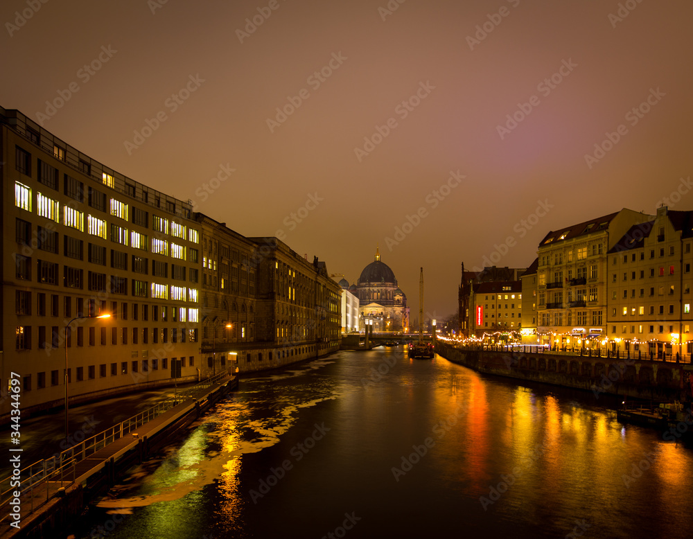 waterfront at night in Berlin