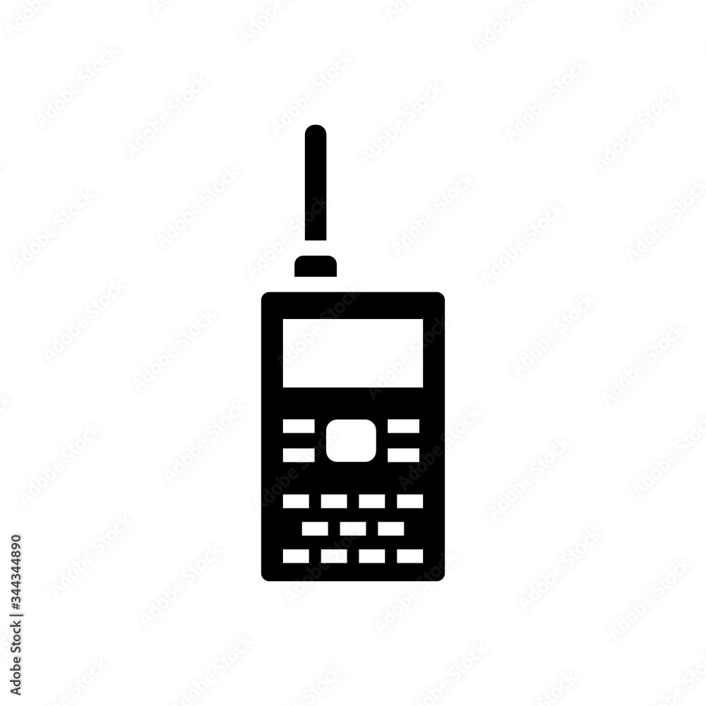 Walkie talkies vector icon in black solid flat design icon isolated on white background Walkie talkies vector icon in black solid flat design icon isolated on white background