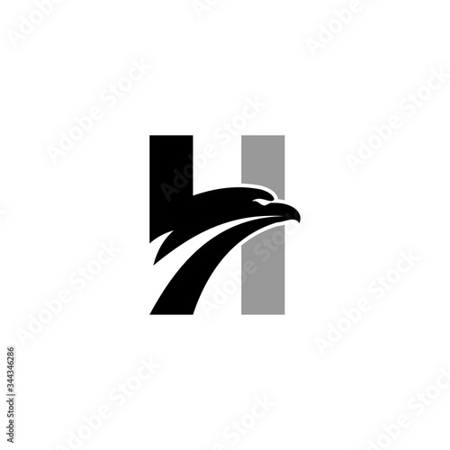 Vector letter H hawk head concept logo