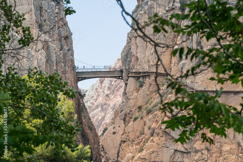 Bridge over the El Chorro reservoir, Caminito del Rey (The Gorge Desfiladero de los Gaitanes) in Málaga, Spain.