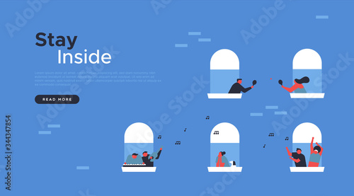 Stay inside web template people in balcony window