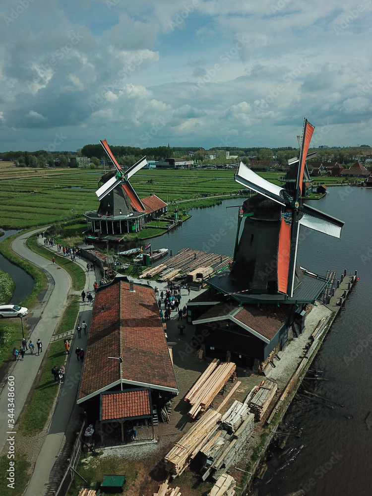 Zaanse Schans Netherlands, city in Europe. Aerial photography Zaanse Schans Netherlands, city in Europe. Aerial photography