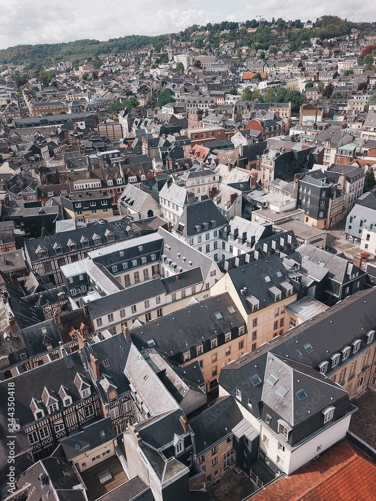 aerial photography of the city of Rouen in the summer day