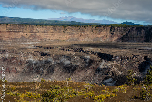 Halemaumau crater after the 2018 eruption of Kilauea in Hawaii Volcanoes National Park.  photo