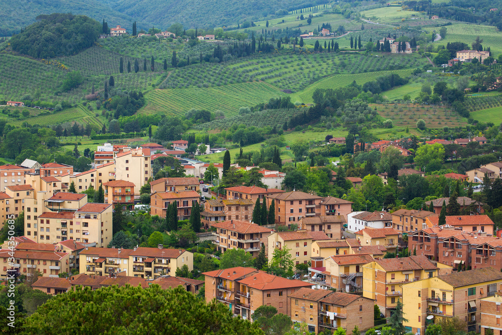 View of San Gimignano, a medieval hill town in the Tuscany region of Italy