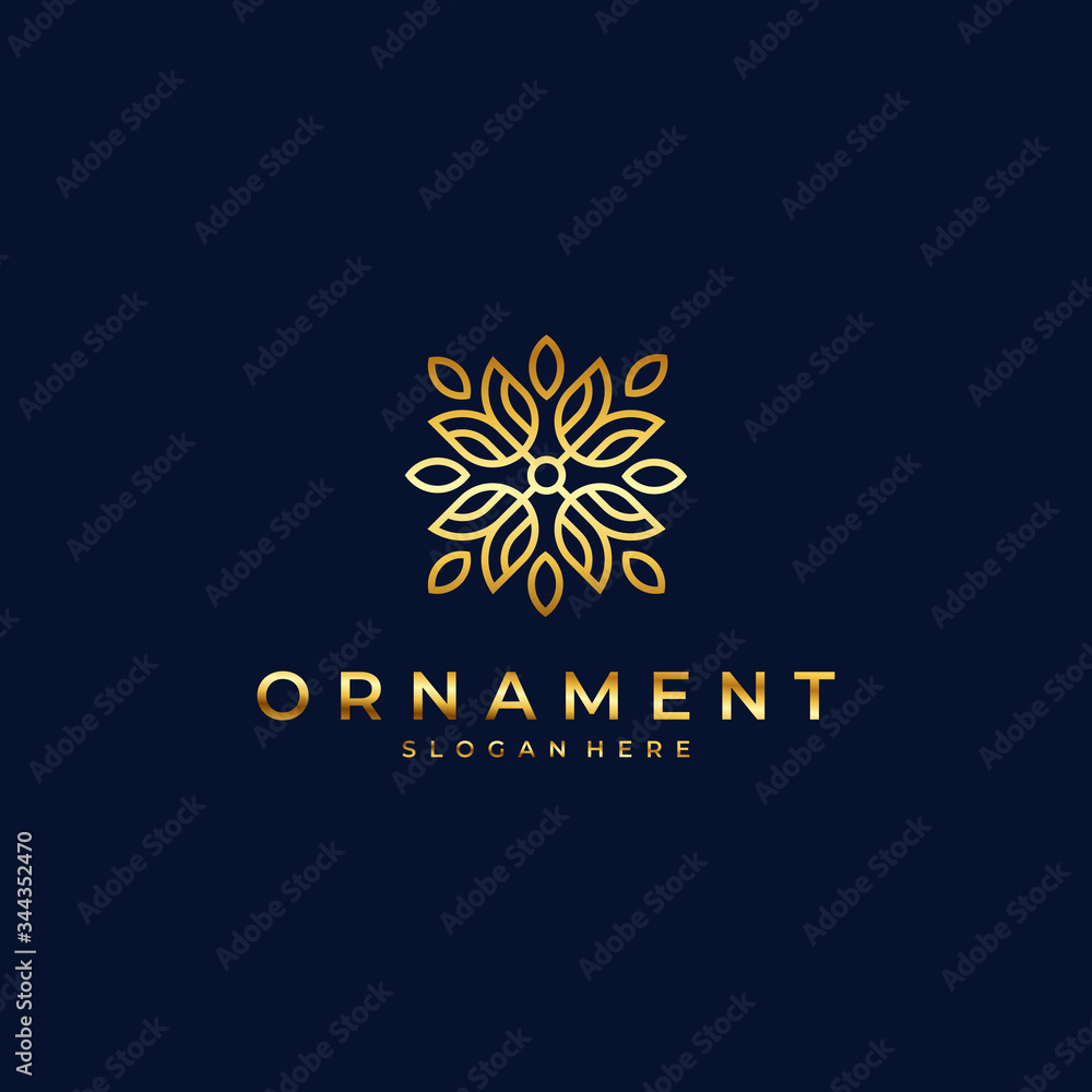 ornament logo with gold color and luxurious black background