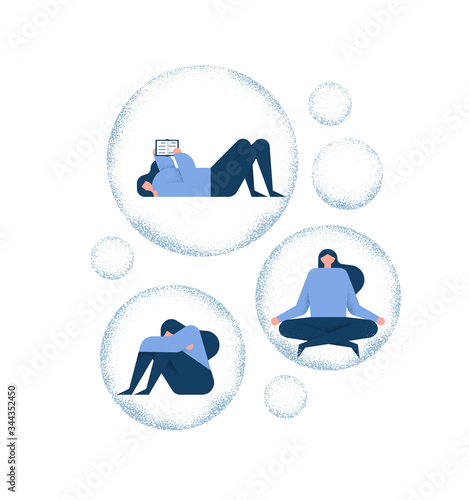 Woman trapped in bubble mental health concept
