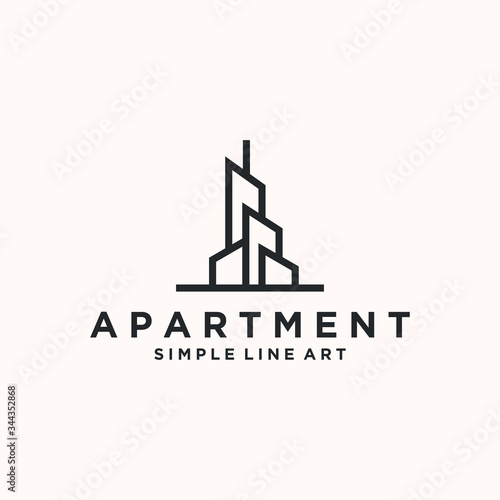 Apartment building line  logo monoline abstract 