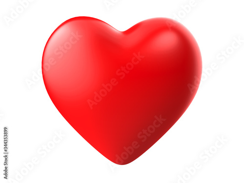Red heart glossy shape isolated on white background with clipping path. Object.