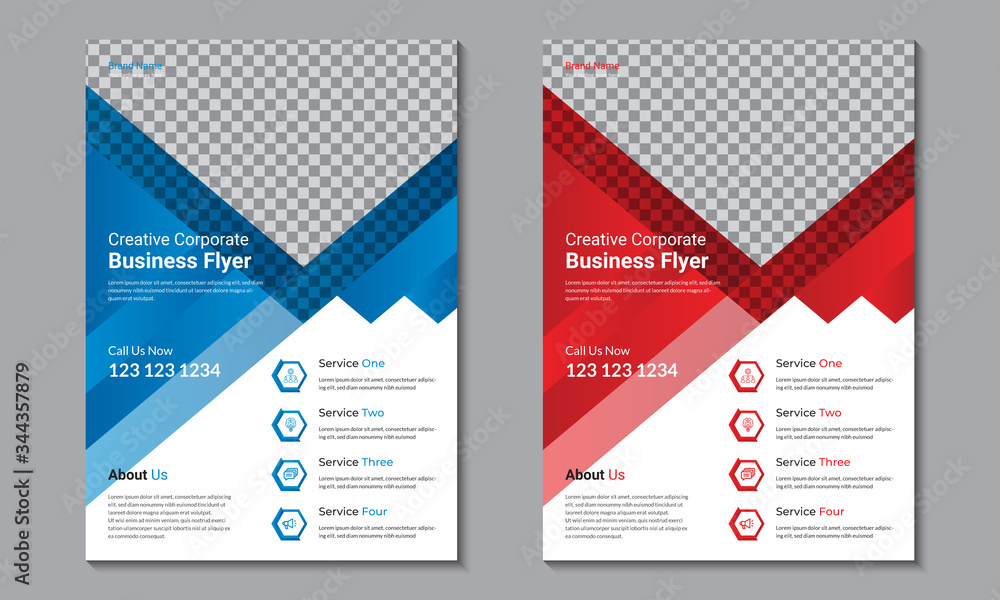 Creative Modern flyer Template design for advertisement, Poster, Corporate flyer Presentation, Flyer, Promotion, creative blue and red gradient flyer, A4.