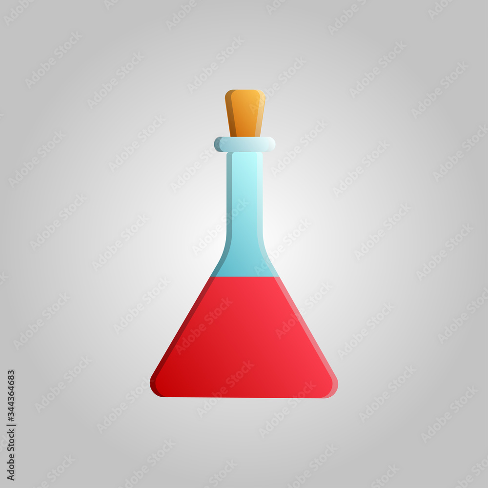 Beautiful medical icon of a scientific glass laboratory chemical test tube, research flask on a white background Beautiful medical icon of a scientific glass laboratory chemical test tube, research flask on a white background