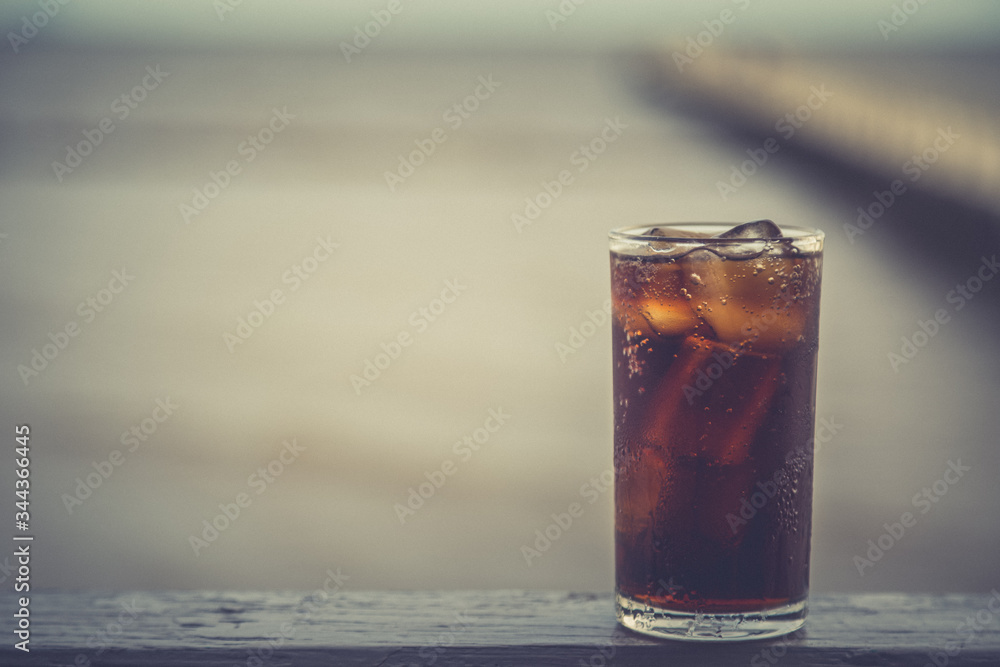 Cola with ice in the glass ready to drink for refresh Cola with ice in the glass ready to drink for refresh