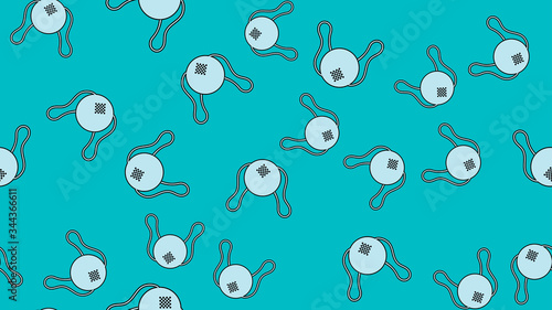 Endless seamless pattern with medical disposable masks and respiratory masks for protection against the deadly coronavirus pandemic pandemic, Covid-19 germs virus on a blue background