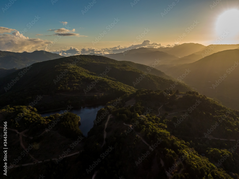 Obraz premium Beautiful aerial view of the mountains and the Don Manuel lagoon in Costa Rica 