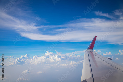 Sky and clouds from above the ground viewed from an airplane