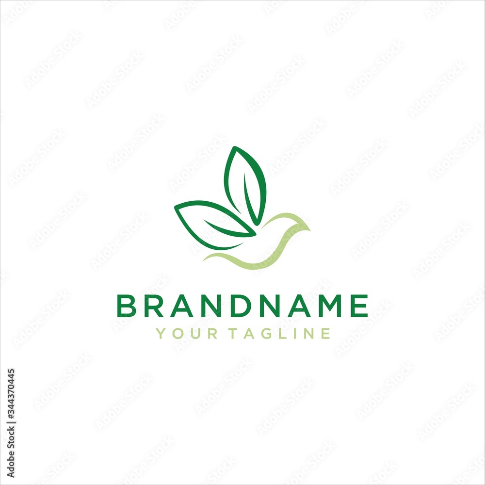 bird leaf vector logo design template