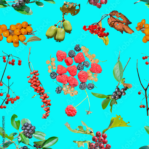 Different berries. Seamless pattern.