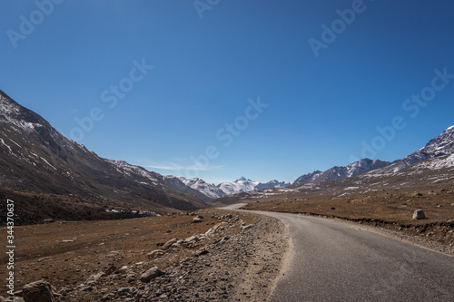 isolated picturesque tarmac road in himalaya mountain