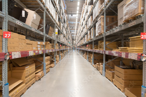 Way to warehouse with stocks of product and goods