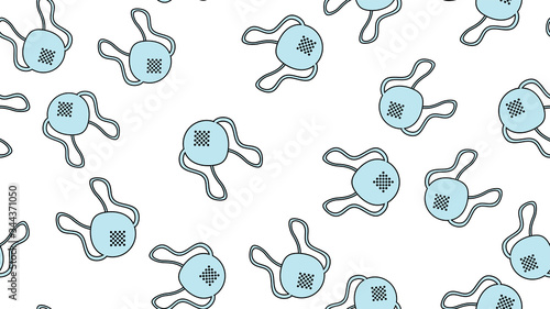 Endless seamless pattern with medical disposable masks and respiratory masks for protection against the deadly coronavirus pandemic pandemic, Covid-19 virus germs on a white background