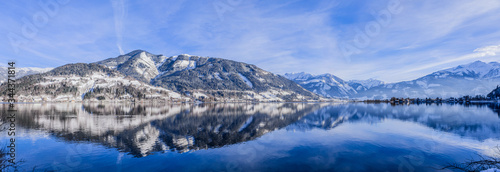 Lake Zell  Zeller See  in the Austrian Alps on a Sunny Day in Winter