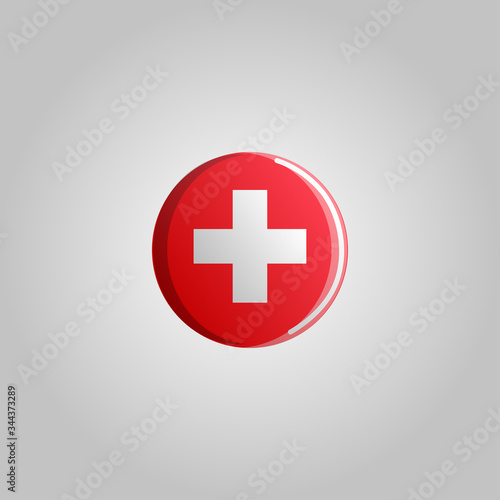Beautiful red medical icon emblem of medicine and first aid with a cross on a white background
