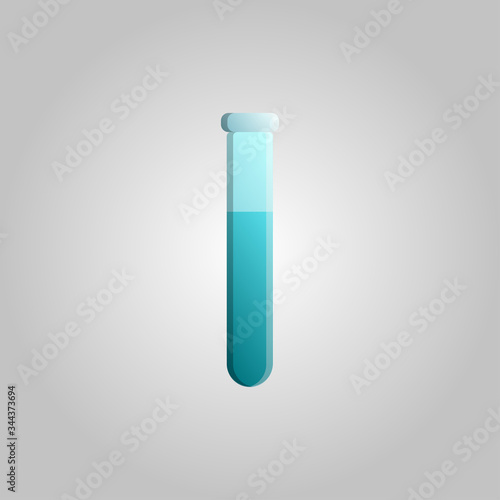 Beautiful medical icon of a scientific glass laboratory chemical test tube for research on a white background