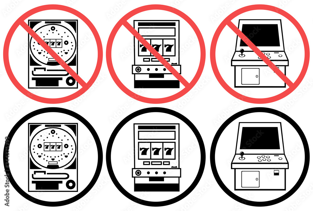 パチンコ パチンコ台 スロット ゲーム筐体 利用 禁止 掲示 忠告 警告 指示 イラスト アイコン Stock Vector Adobe Stock
