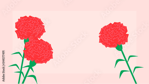 Happy Mothers day banner, Bouquet of red carnation flower, 母の日のカーネーション花束