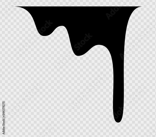 Black melt drips or liquid sauce drops. Black liquid or melted chocolate drips, current paint.