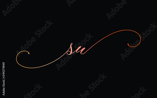 su or s, u Lowercase Cursive Letter Initial Logo Design, Vector Template
