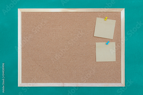 Close-up brown cork board, Empty bulletin board with free space copy for text.