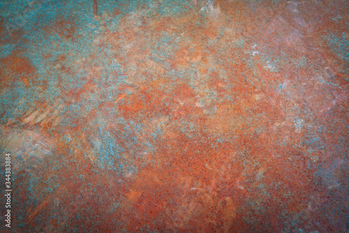 The texture of the old rusty metal sheet. Closeup.