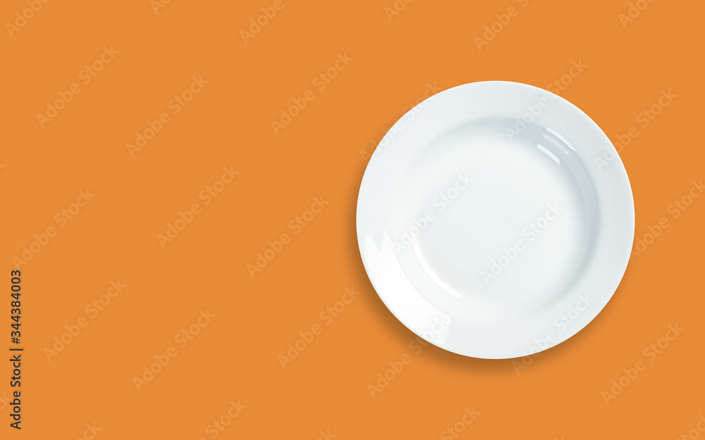 white plate on color background white plate on color background