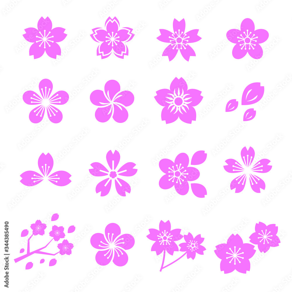Sakura flower icon set
