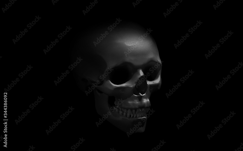 3d view of human skull on isolated black background with clipping path 3d view of human skull on isolated black background with clipping path