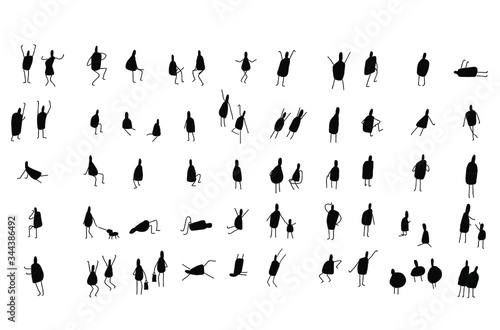 Silhouette of people, architecture sketch people in many actions2