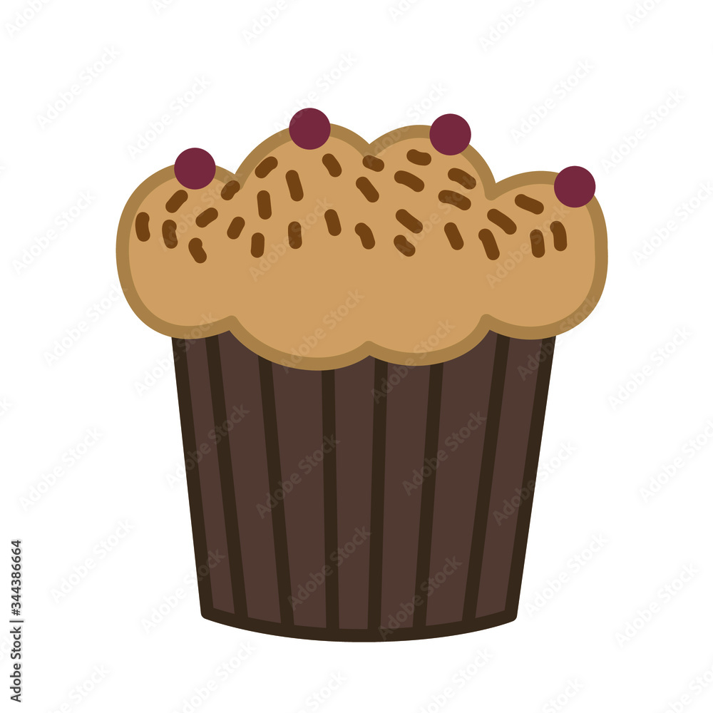 Cupcake Cream decorated with berries. Simple vector illustration. Cupcake Cream decorated with berries. Simple vector illustration.