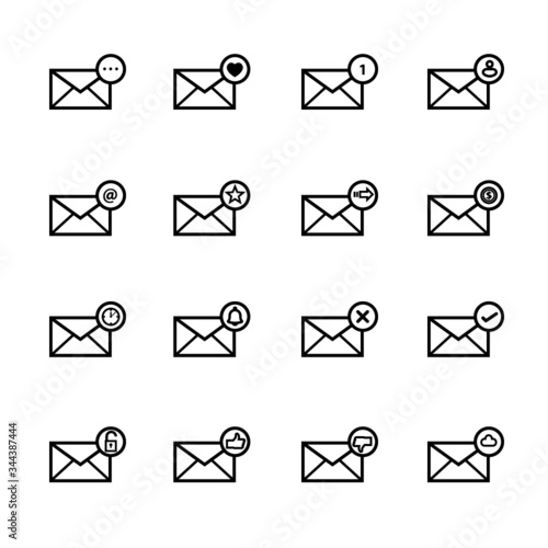 Email icons, vector set of envelope signs for web and applications