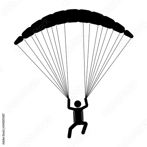 paraglider is flying on a parachute. Strengthens a person. Extreme sport. Isolated vector on white background
