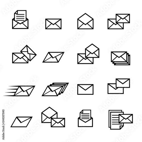 email icon and mail icon set