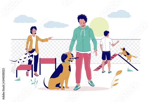 Dog playground, vector flat style design illustration