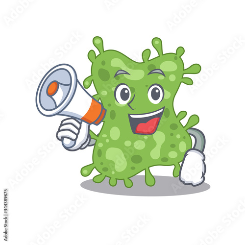 Cartoon character of salmonella enterica having a megaphone